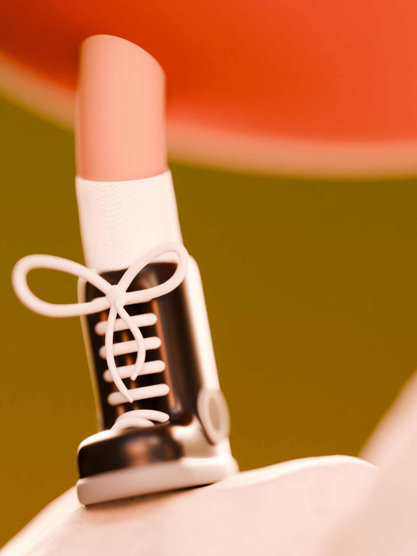 Close-up of the hedgehog's laced sneaker and sock