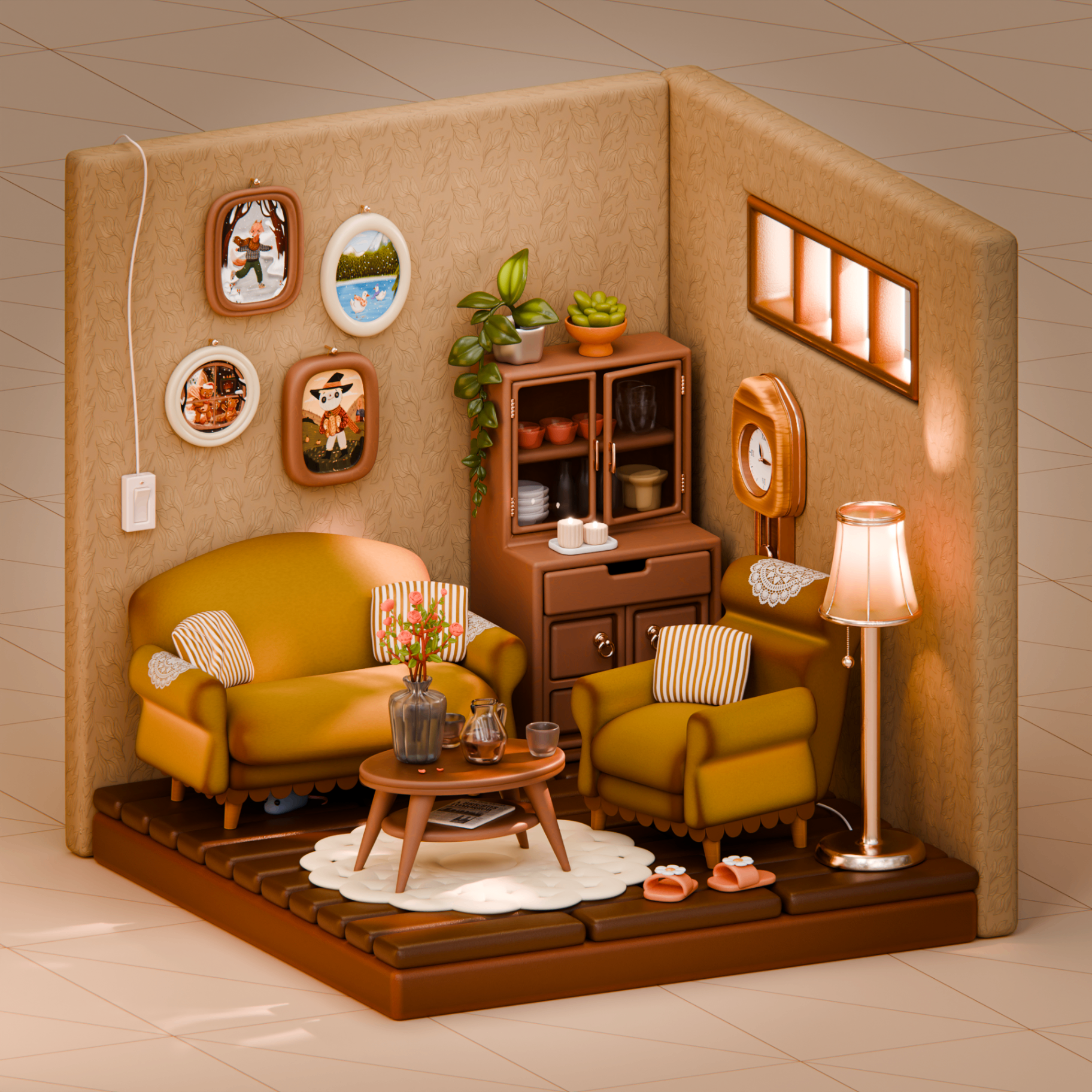 Retro Interior Diorama
